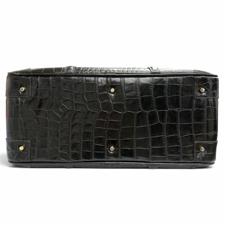 Excellent Anya Hindmarch Crocodile Embossed 2-Way Leather Boston Bag 2111045