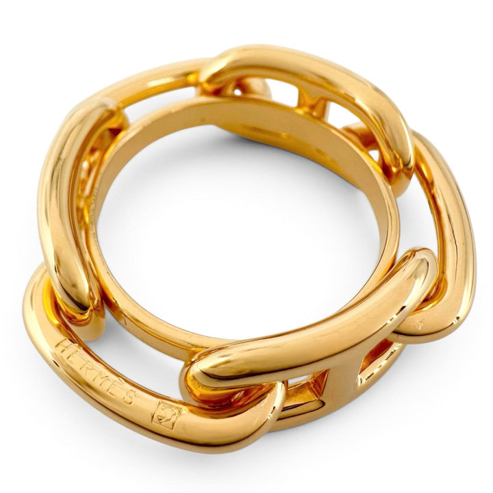 Excellent HERMES Scarf ring Regate ChÃ©ne Dunkel gold Gold Plated Women