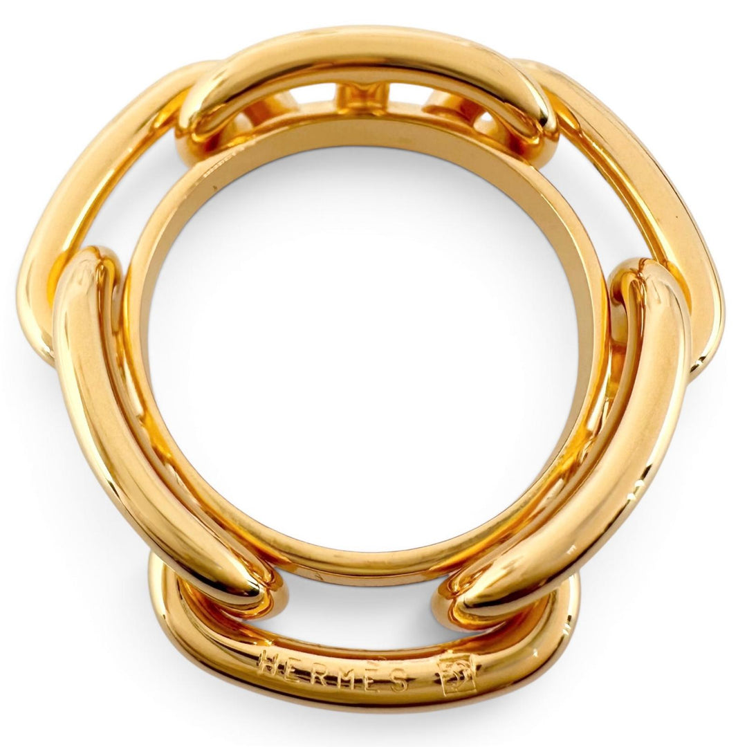 Excellent HERMES Scarf ring Regate ChÃ©ne Dunkel gold Gold Plated Women