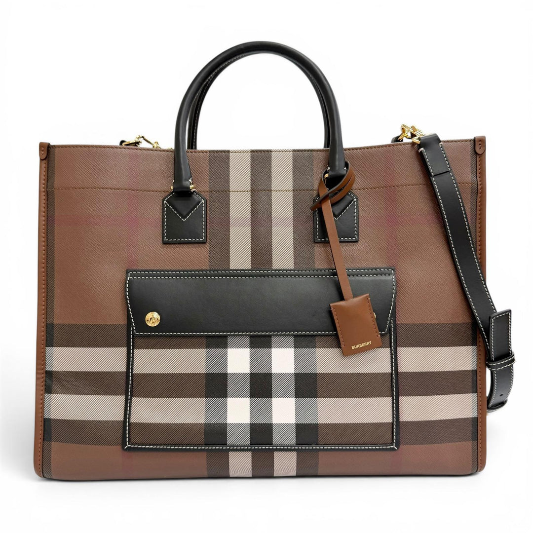 Excellent BURBERRY Medium FREYA TOTE Vintage Check Tote Bag/Shoulder Bag 8069660