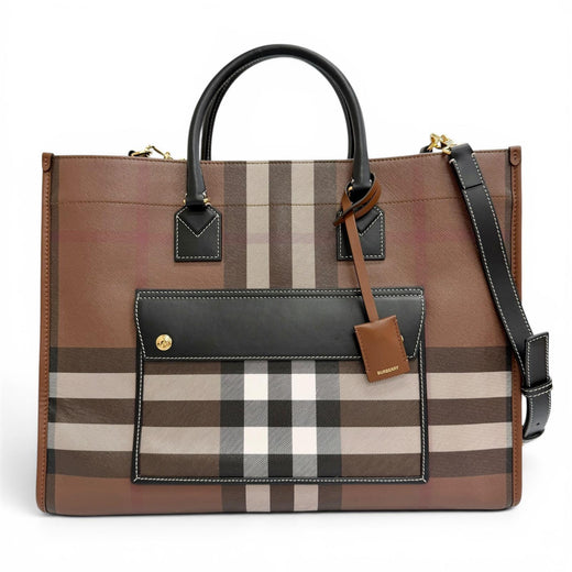 Excellent BURBERRY Medium FREYA TOTE Vintage Check Tote Bag/Shoulder Bag 8069660