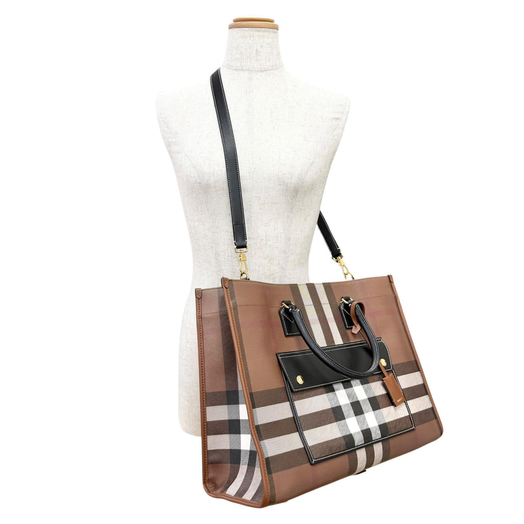 Excellent BURBERRY Medium FREYA TOTE Vintage Check Tote Bag/Shoulder Bag 8069660