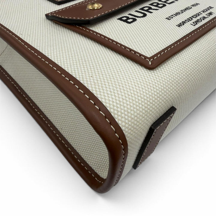 Excellent BURBERRY Shoulder Bag Mini Freya 2way Tote Bag Ivory canvas Women