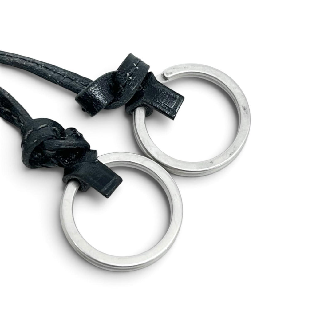 Excellent HERMES Necklace Clochette Keyring black leather mens