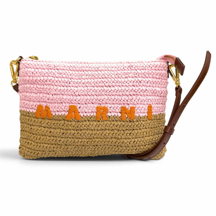 Excellent MARNI Shoulder Bag Seaside Raffia Bicolor Sacoche PHM00046U0 P9110