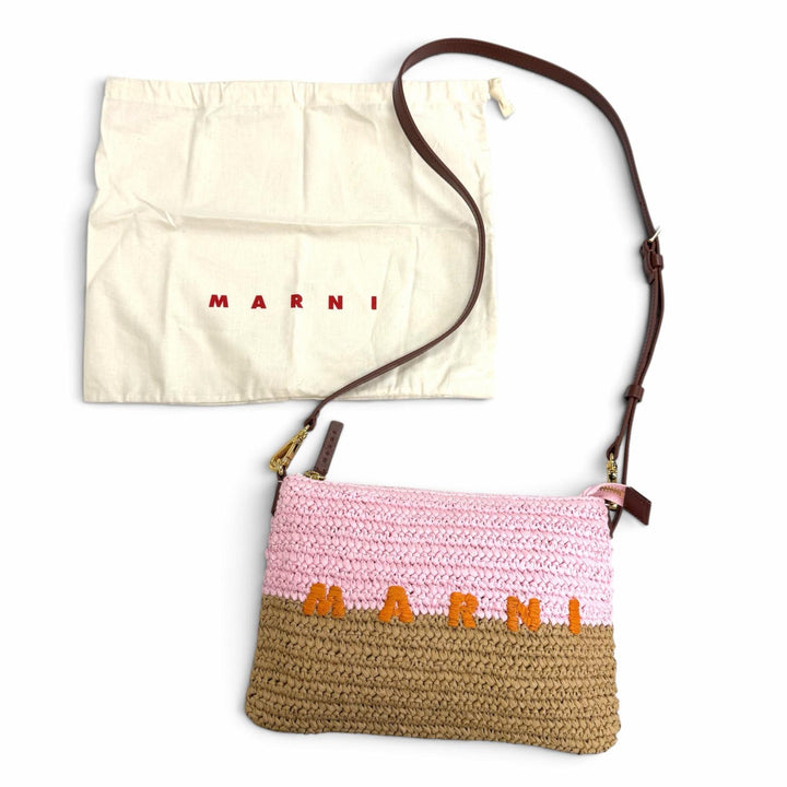 Excellent MARNI Shoulder Bag Seaside Raffia Bicolor Sacoche PHM00046U0 P9110