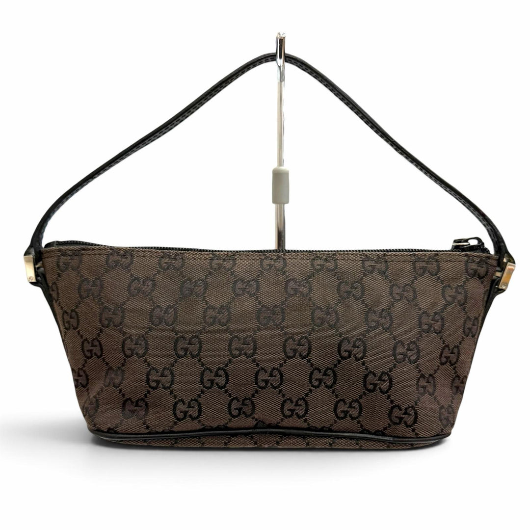 Excellent GUCCI Pouch With logo accessory pouch Dark brown GG canvas 039 1103