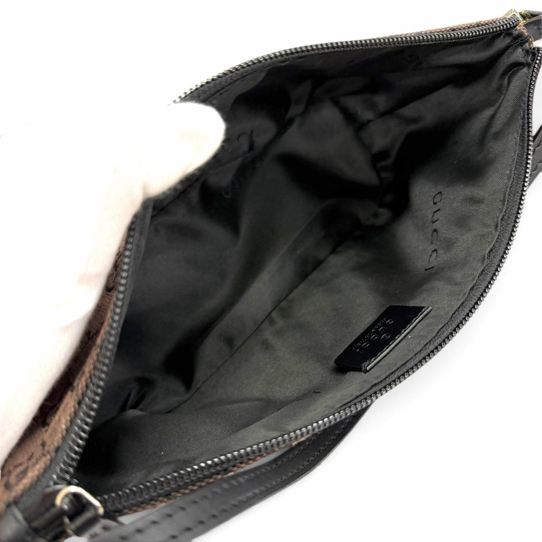 Excellent GUCCI Pouch With logo accessory pouch Dark brown GG canvas 039 1103