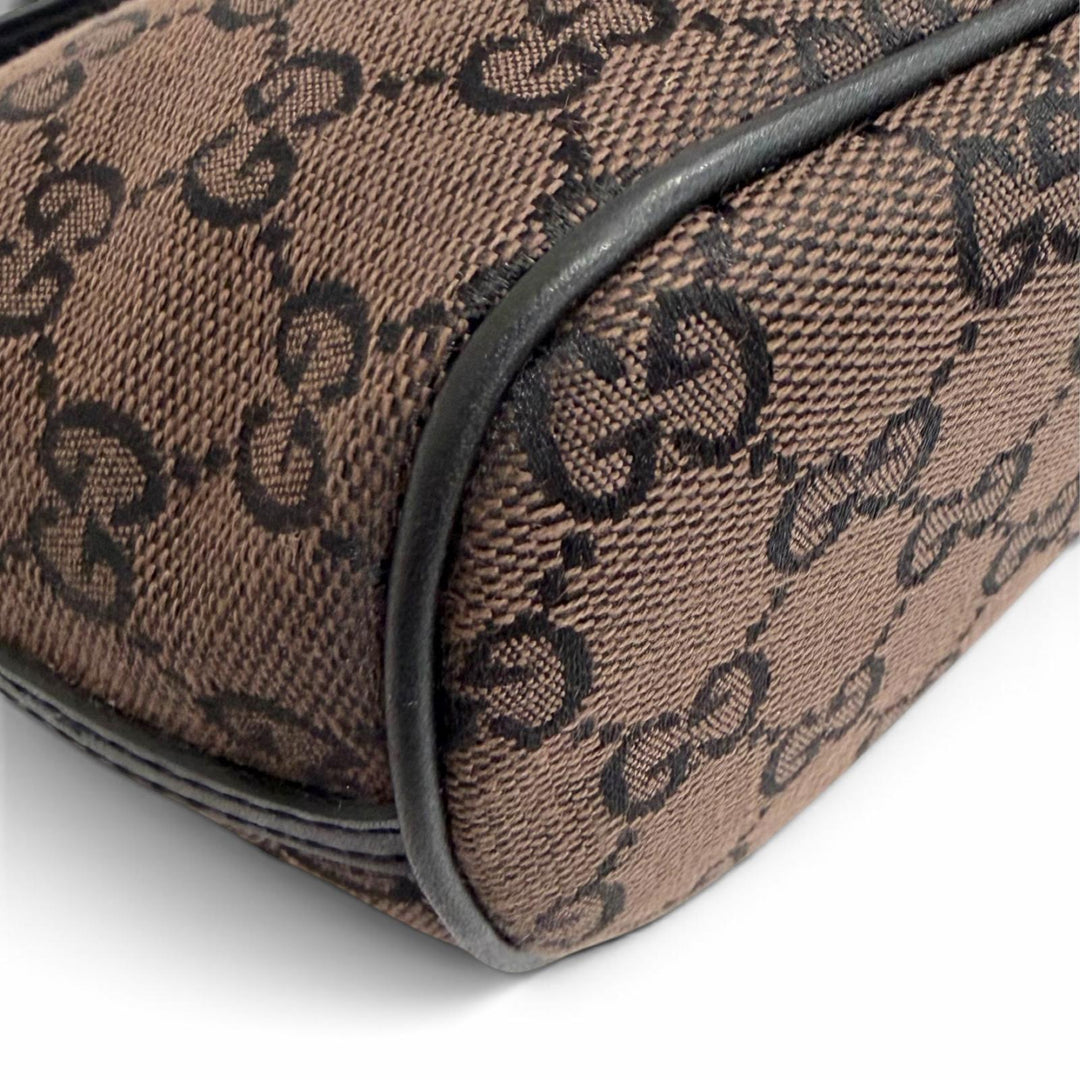 Excellent GUCCI Pouch With logo accessory pouch Dark brown GG canvas 039 1103