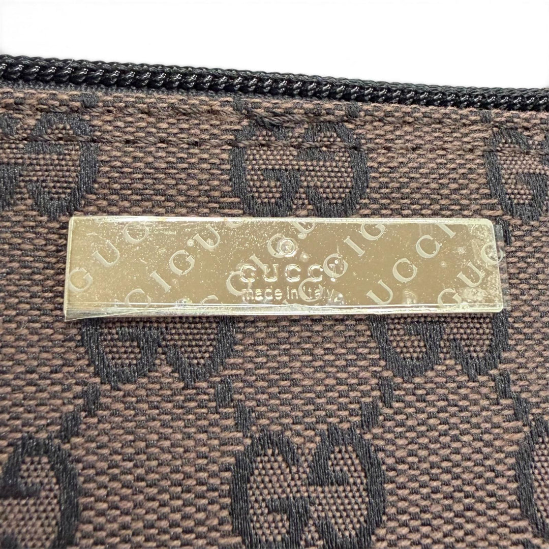 Excellent GUCCI Pouch With logo accessory pouch Dark brown GG canvas 039 1103