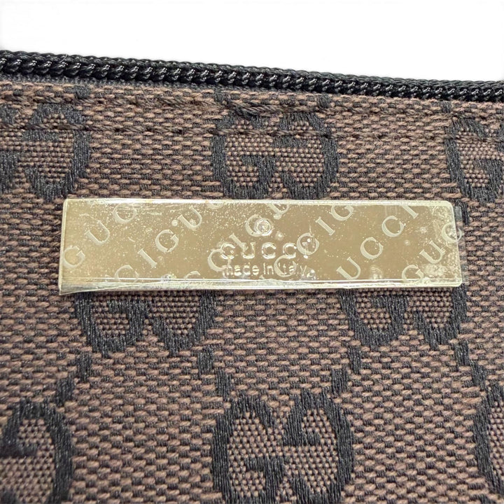 Excellent GUCCI Pouch With logo accessory pouch Dark brown GG canvas 039 1103