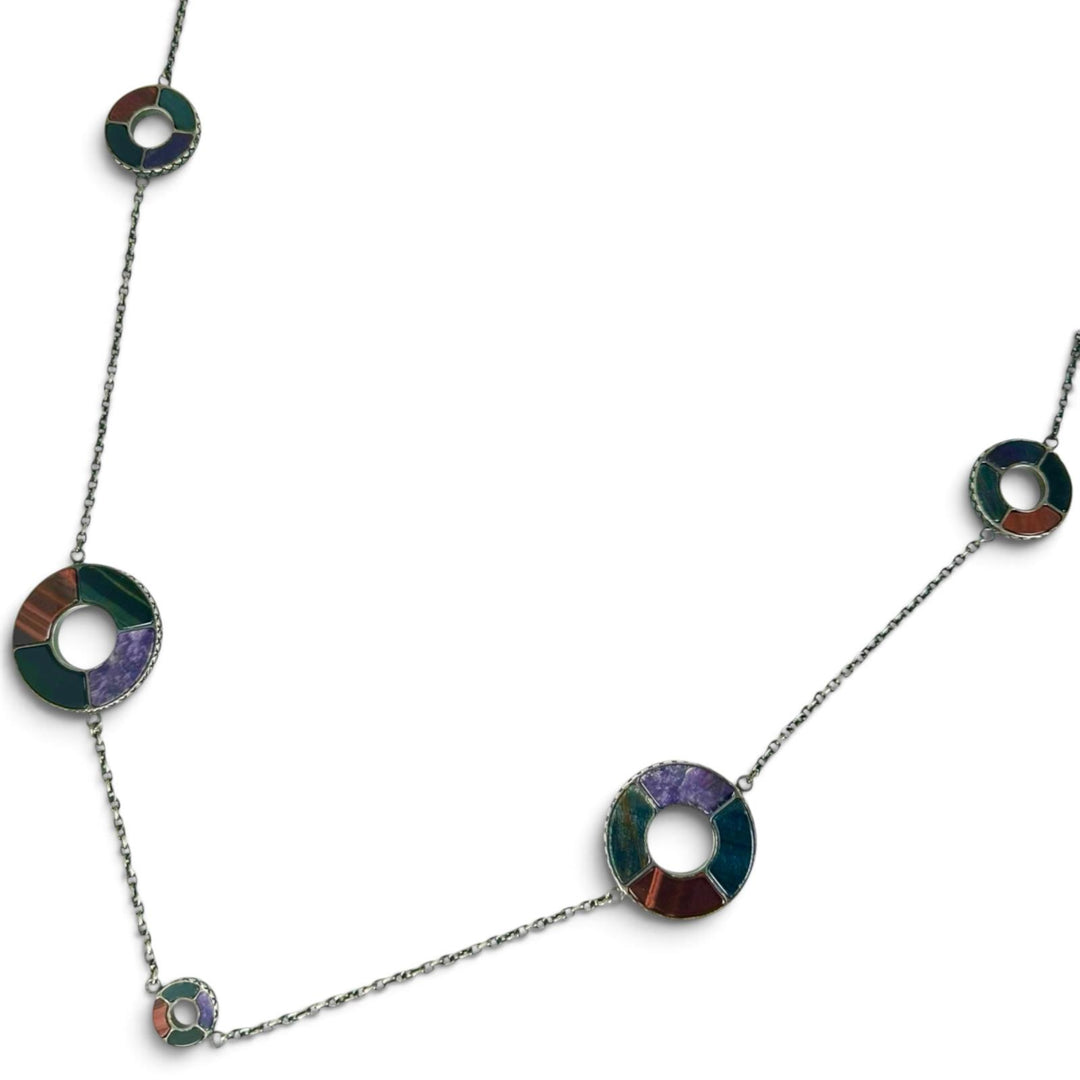 Great BOTTEGAVENETA Necklace Smoked finish, long circle Silver SV925 Women