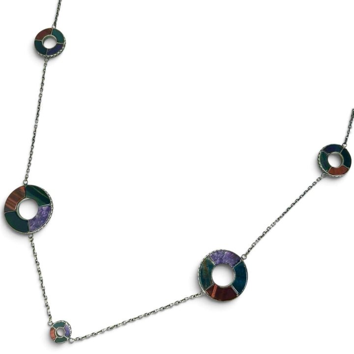 Great BOTTEGAVENETA Necklace Smoked finish, long circle Silver SV925 Women