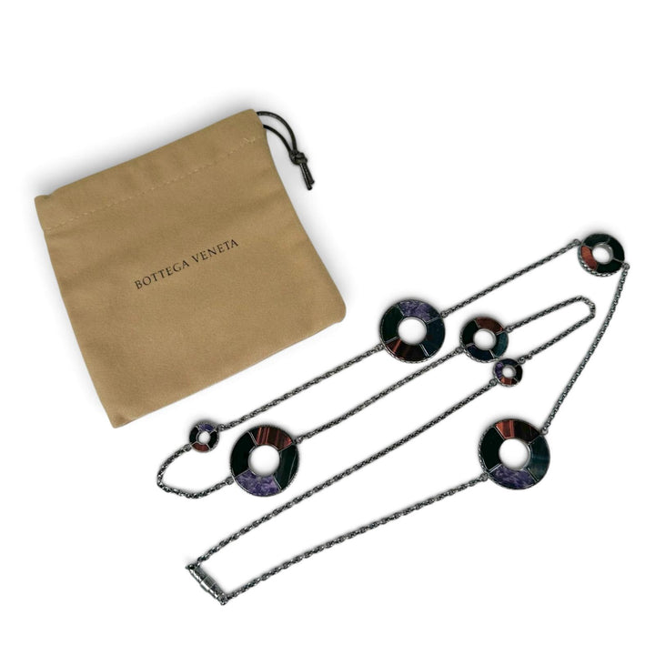 Great BOTTEGAVENETA Necklace Smoked finish, long circle Silver SV925 Women