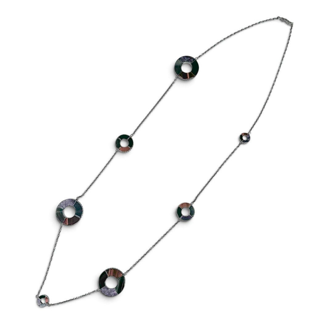 Great BOTTEGAVENETA Necklace Smoked finish, long circle Silver SV925 Women