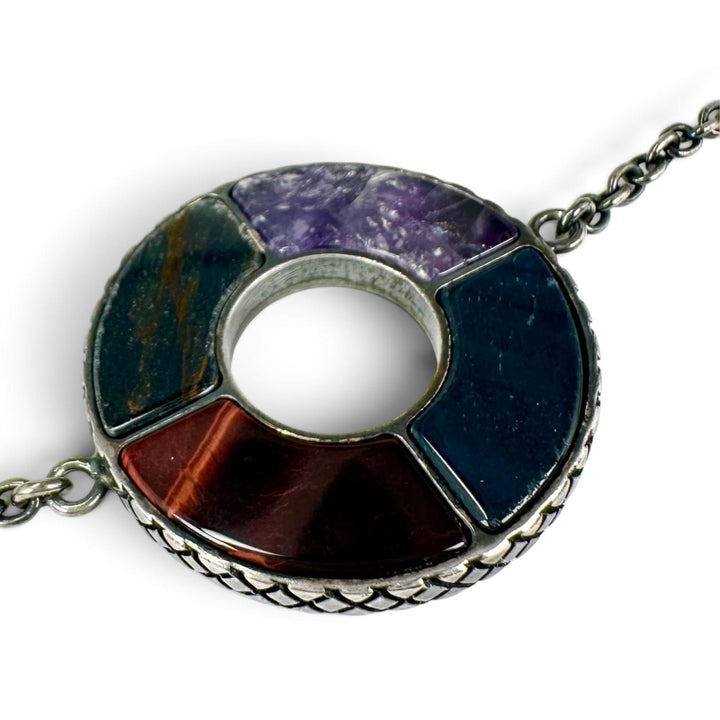Great BOTTEGAVENETA Necklace Smoked finish, long circle Silver SV925 Women