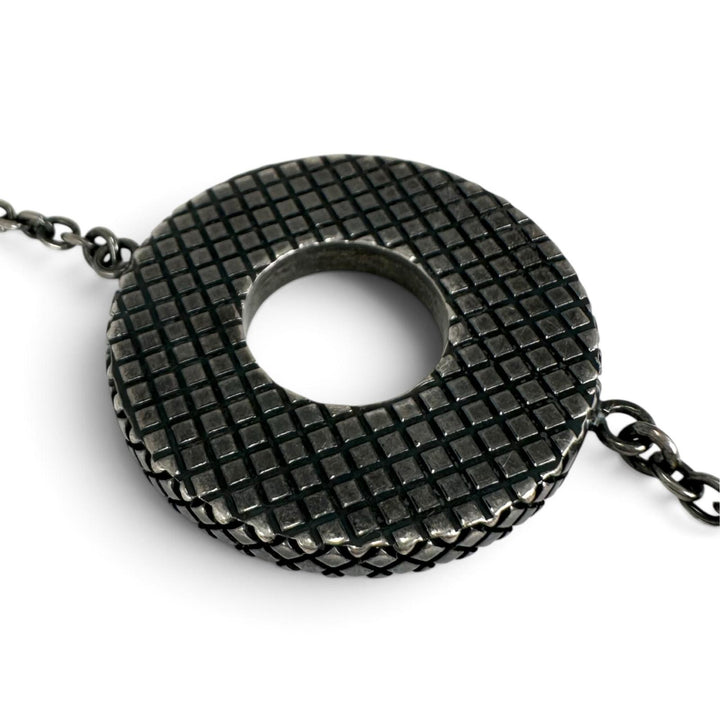 Great BOTTEGAVENETA Necklace Smoked finish, long circle Silver SV925 Women
