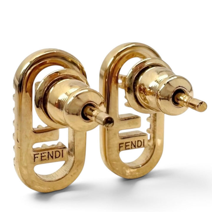 Pristine FENDI Pierce Aurochs Earrings Oval shape, for both ears gold 8AH320