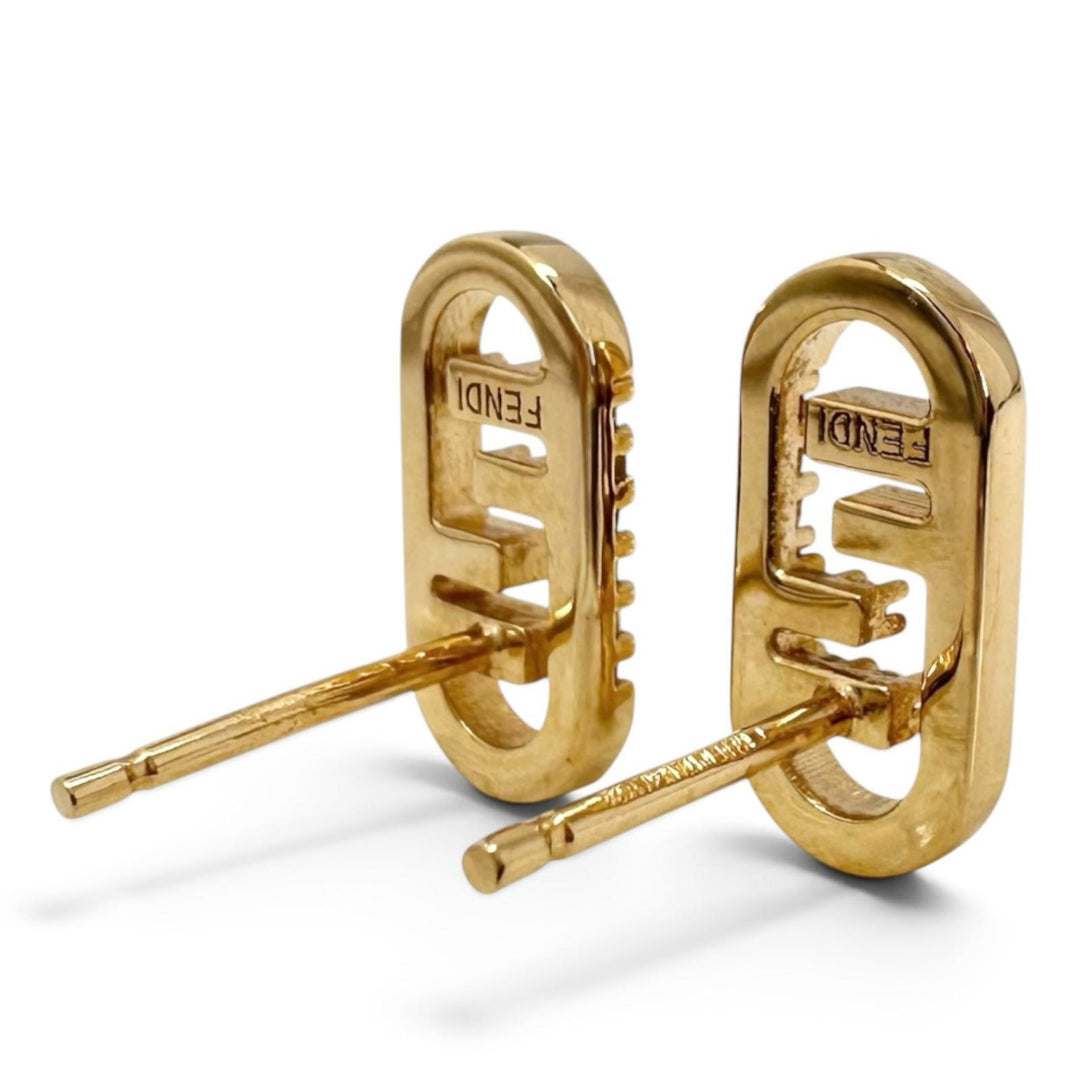 Pristine FENDI Pierce Aurochs Earrings Oval shape, for both ears gold 8AH320