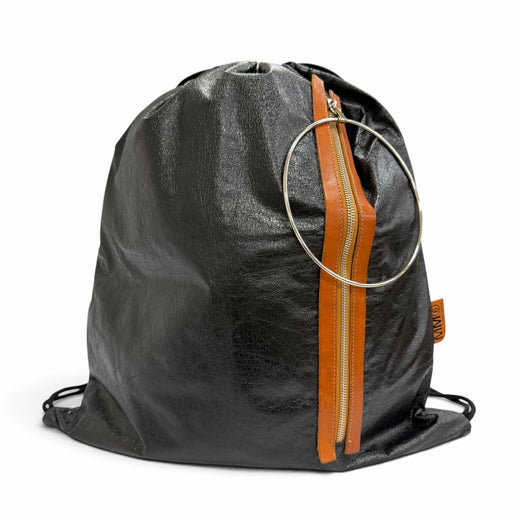 Great MM6 Maison Margiela Ring leather drawstring backpack black S54WA0013