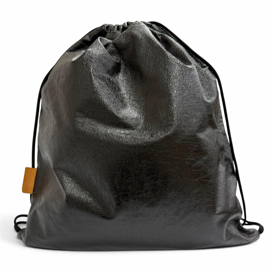 Great MM6 Maison Margiela Ring leather drawstring backpack black S54WA0013