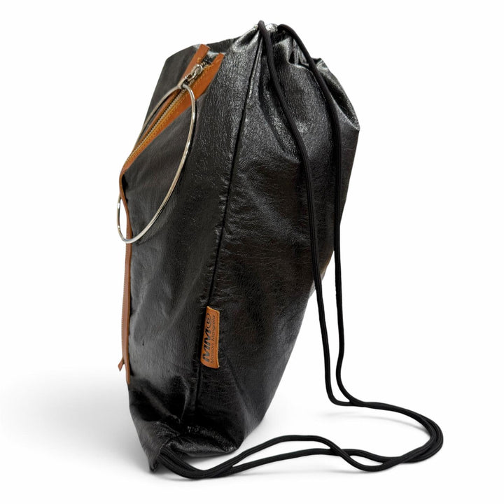Great MM6 Maison Margiela Ring leather drawstring backpack black S54WA0013