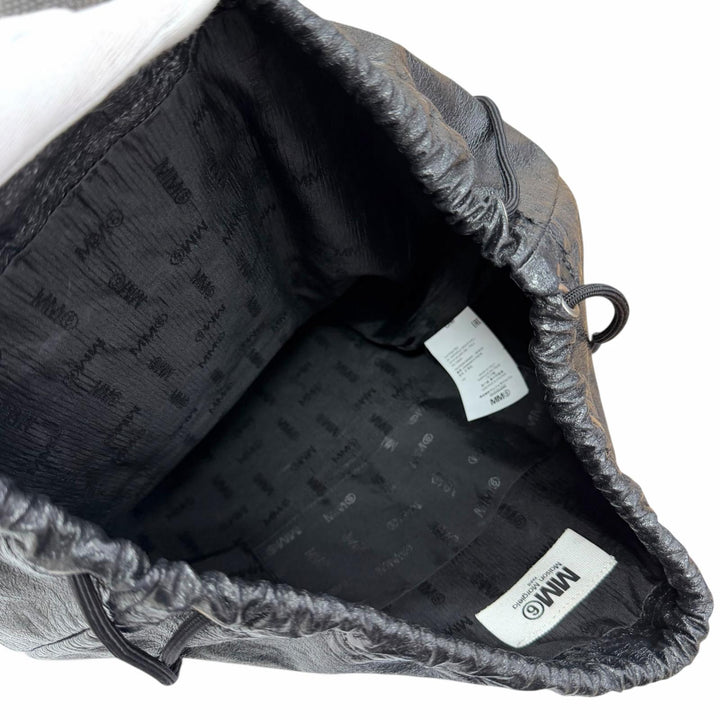 Great MM6 Maison Margiela Ring leather drawstring backpack black S54WA0013