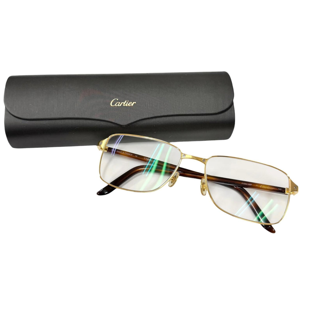 Great Cartier Glasses Tortoiseshell Pattern Santos de Cartier Square gold