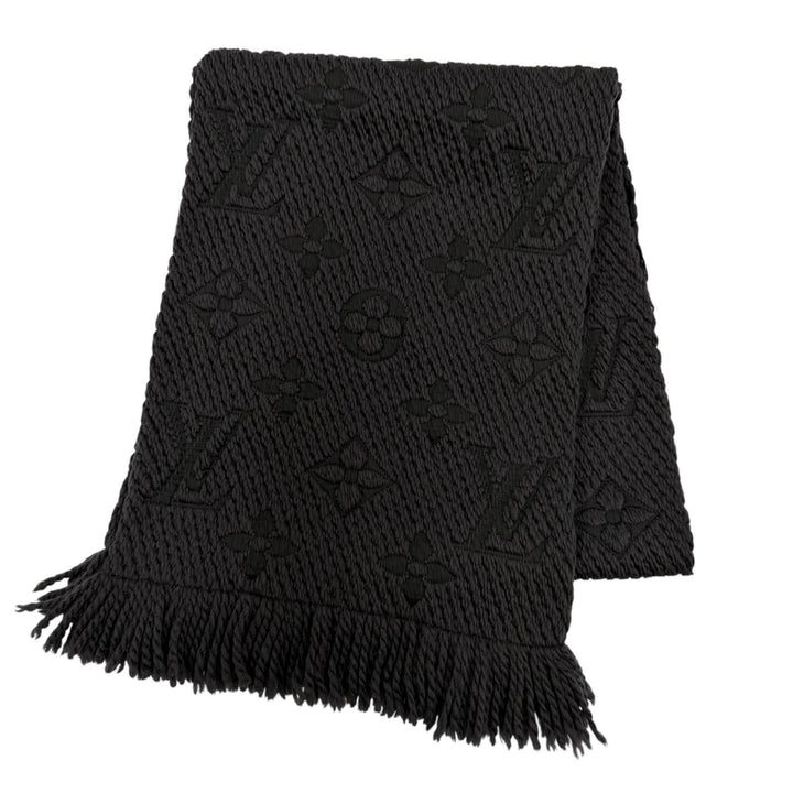 Great LOUIS VUITTON Scarf Esharp Logomania Monogram Black series wool Women