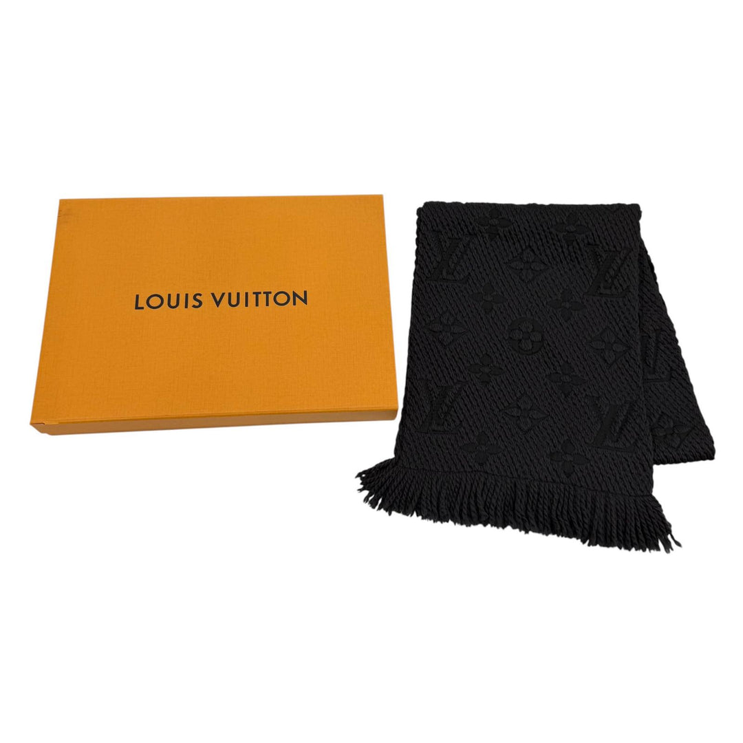 Great LOUIS VUITTON Scarf Esharp Logomania Monogram Black series wool Women
