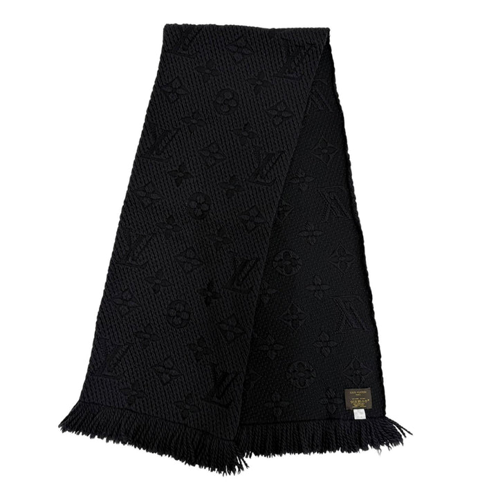 Great LOUIS VUITTON Scarf Esharp Logomania Monogram Black series wool Women