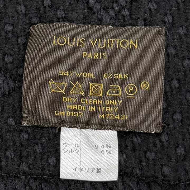 Great LOUIS VUITTON Scarf Esharp Logomania Monogram Black series wool Women