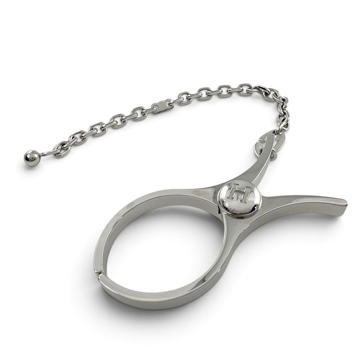 Excellent HERMES strap FILOU H logo glove holder Silver Women