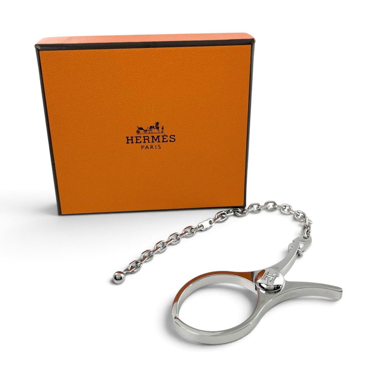 Excellent HERMES strap FILOU H logo glove holder Silver Women