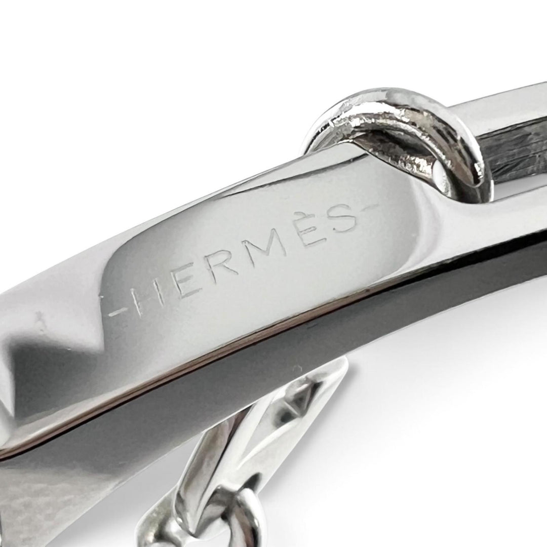 Excellent HERMES strap FILOU H logo glove holder Silver Women