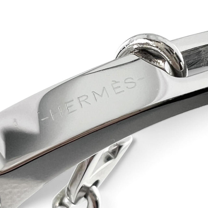 Excellent HERMES strap FILOU H logo glove holder Silver Women