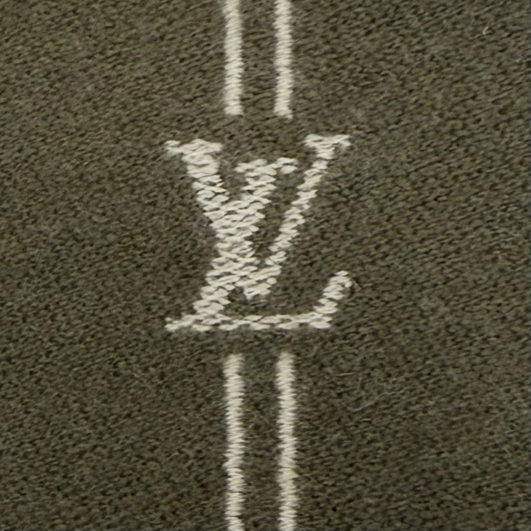 Excellent LOUIS VUITTON Scarf Monogram Stripes khaki wool mens