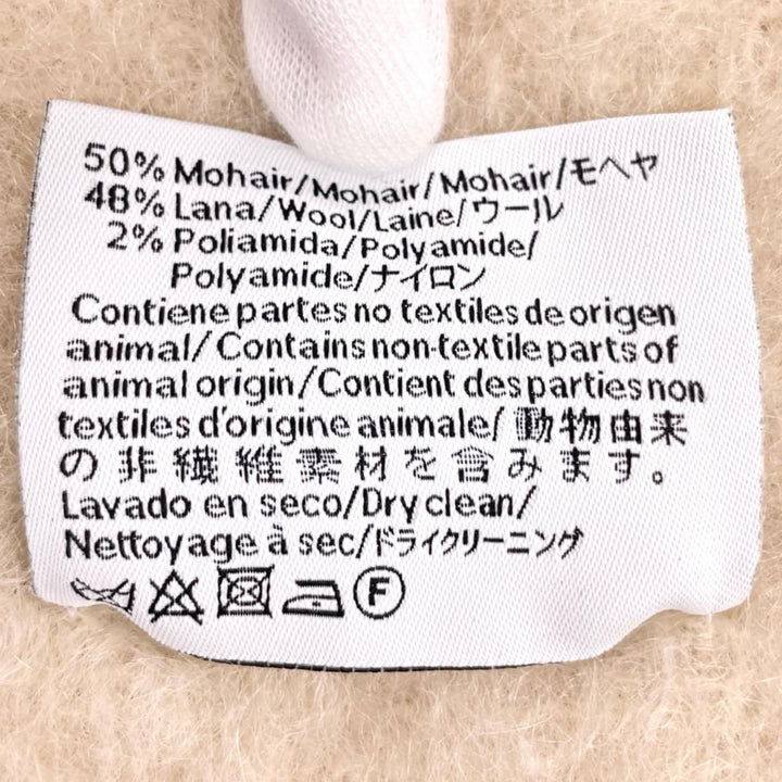 Excellent LOEWE Scarf Anagram leather patch fringe Ivory mohair Women