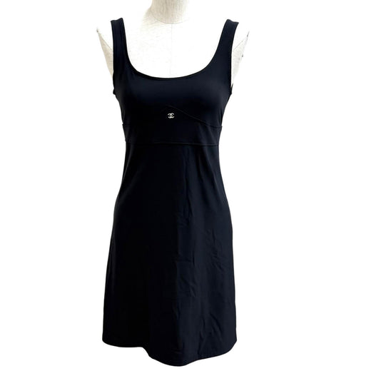 Great CHANEL one piece COCO Mark embroidered jersey Nylon 38 97C P08597