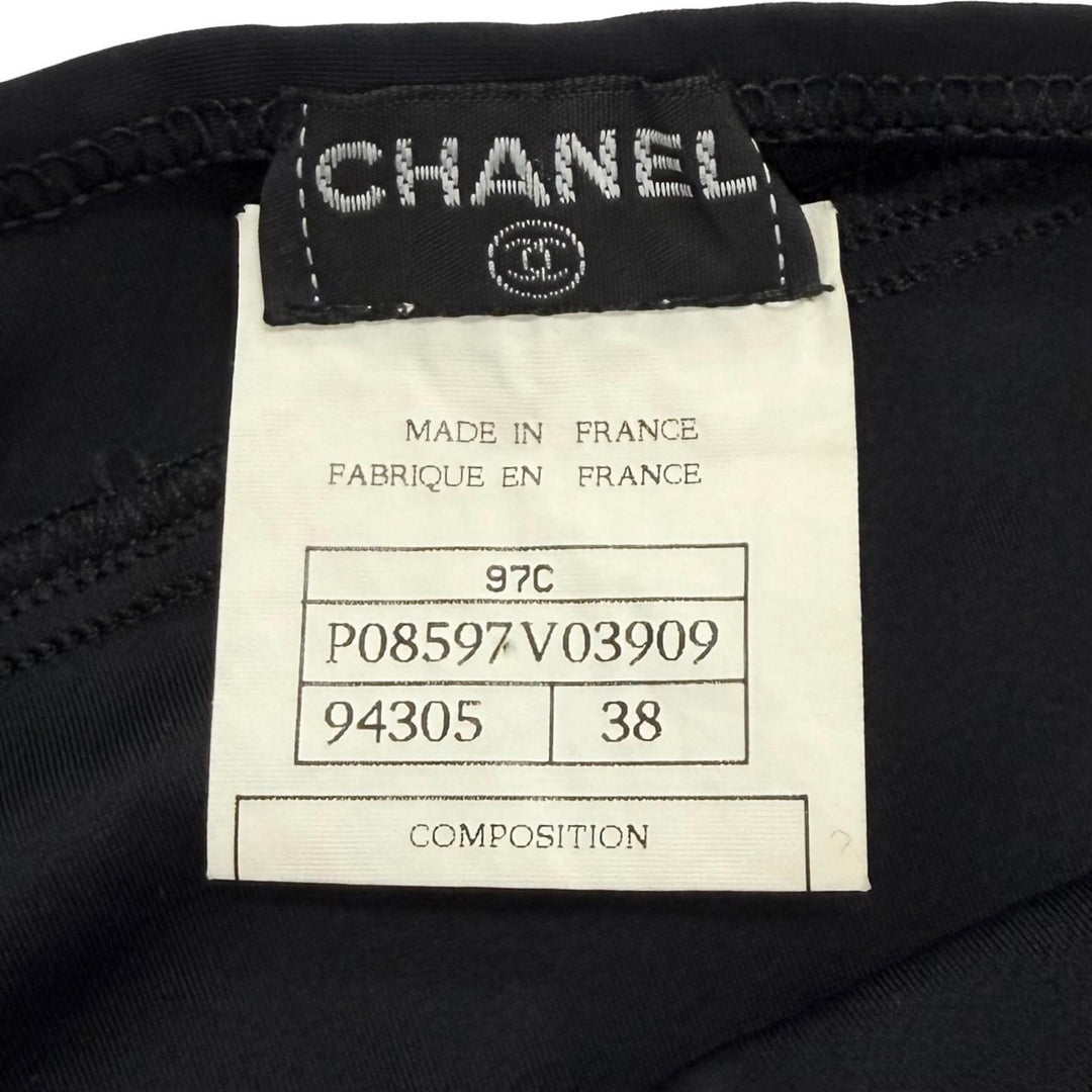 Great CHANEL one piece COCO Mark embroidered jersey Nylon 38 97C P08597