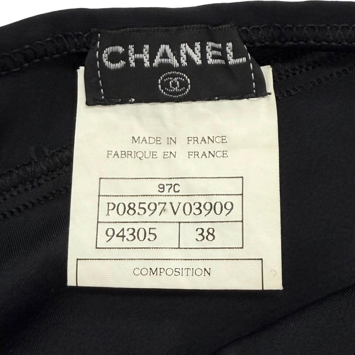 Great CHANEL one piece COCO Mark embroidered jersey Nylon 38 97C P08597