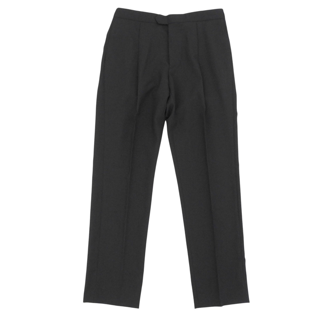 Pristine CARUSO slacks Tapered, 1-tuck, center crease black wool mens