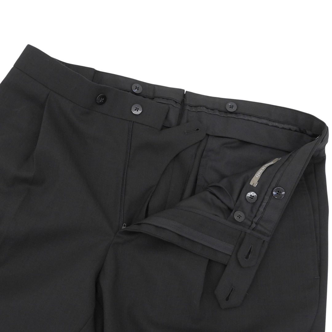 Pristine CARUSO slacks Tapered, 1-tuck, center crease black wool mens