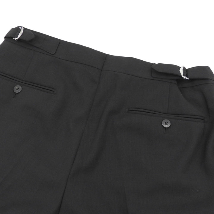 Pristine CARUSO slacks Tapered, 1-tuck, center crease black wool mens