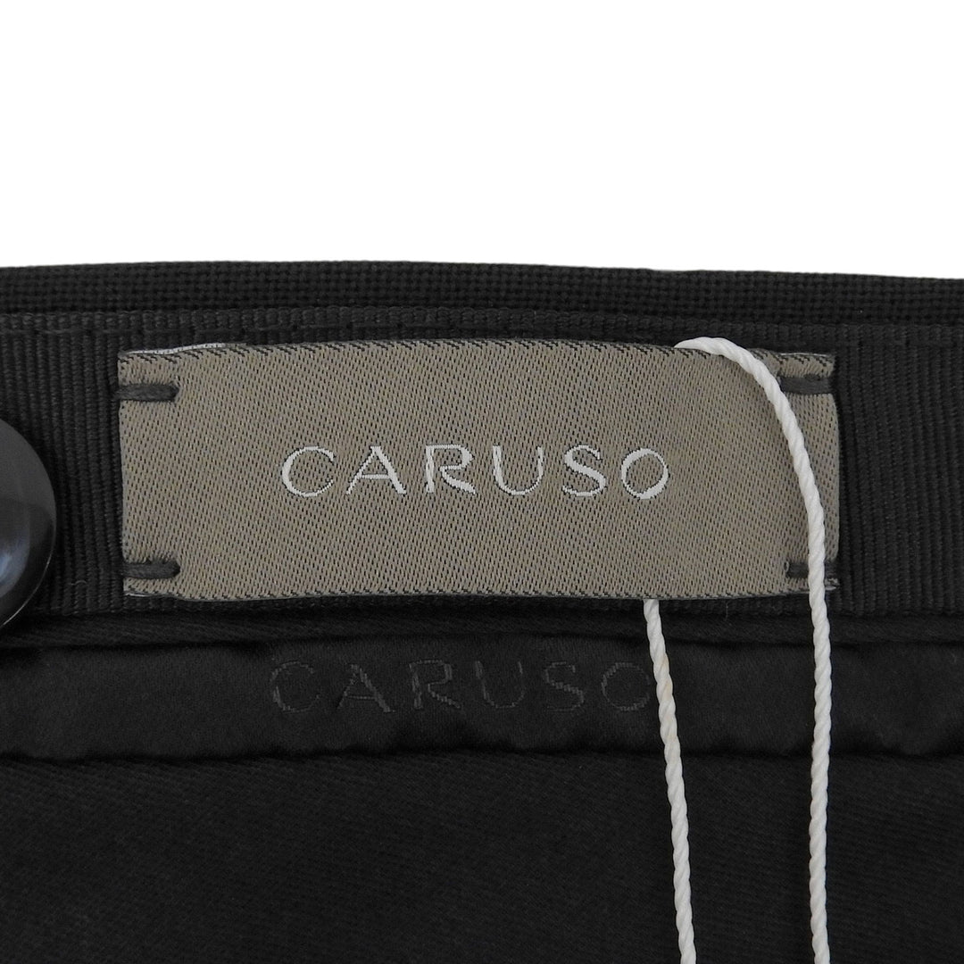 Pristine CARUSO slacks Tapered, 1-tuck, center crease black wool mens