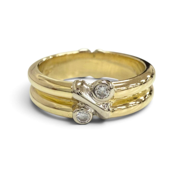 Excellent TIFFANY&Co. Ring ring Signature ring Diamond combination 750YG/WG