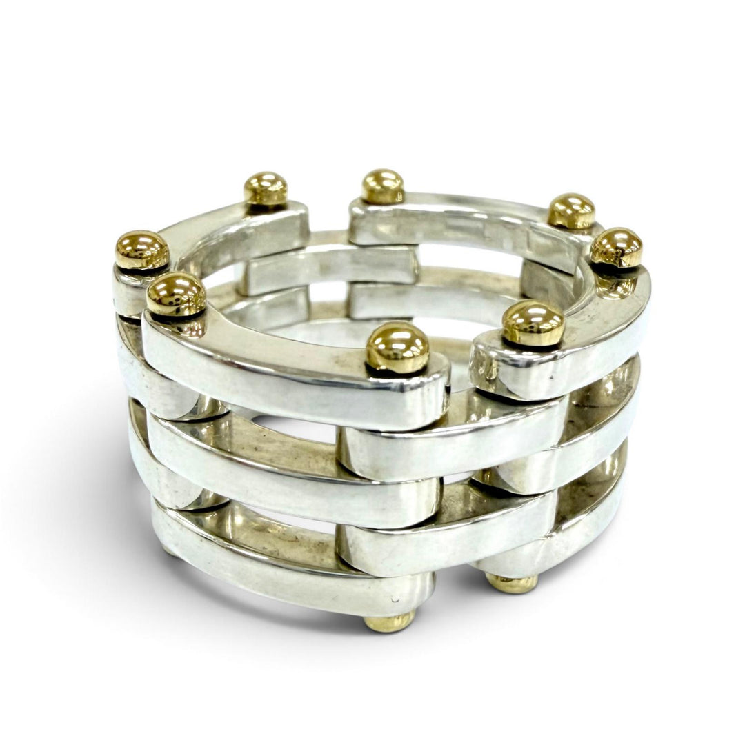 Great TIFFANY&Co. Ring ring Gate Link Ring combination Silver 925 Women