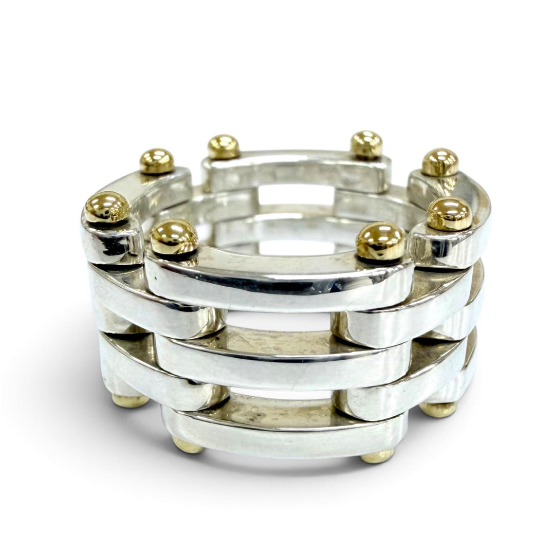 Great TIFFANY&Co. Ring ring Gate Link Ring combination Silver 925 Women