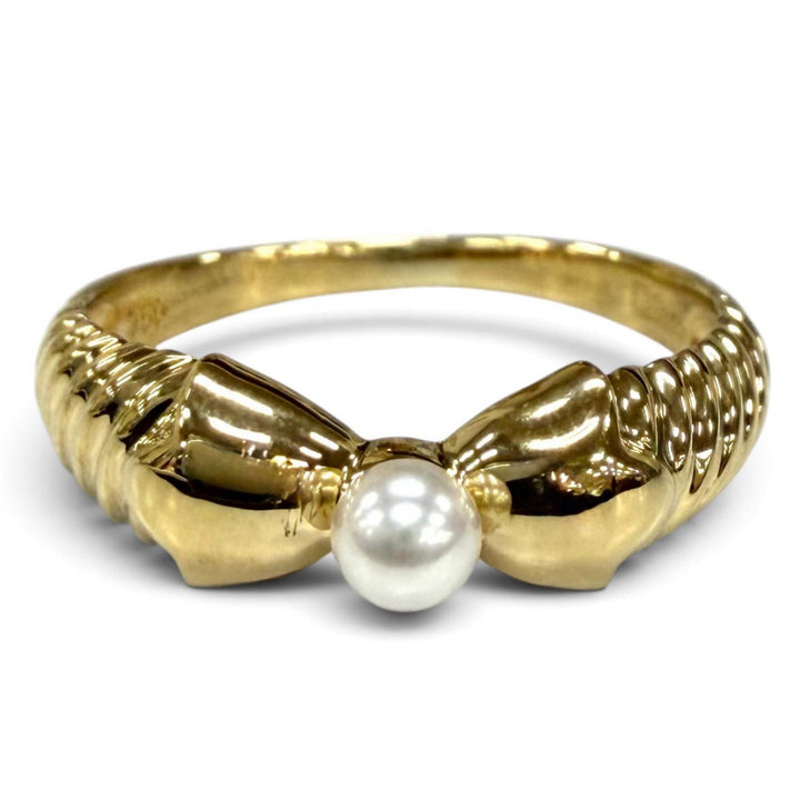 Excellent DIOR Ring ring Ribbon design gold 750 Women