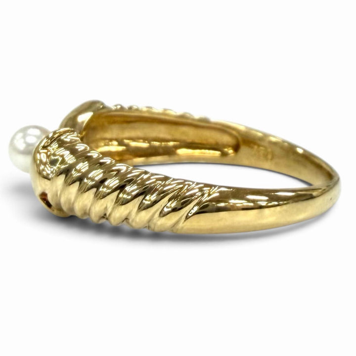 Excellent DIOR Ring ring Ribbon design gold 750 Women